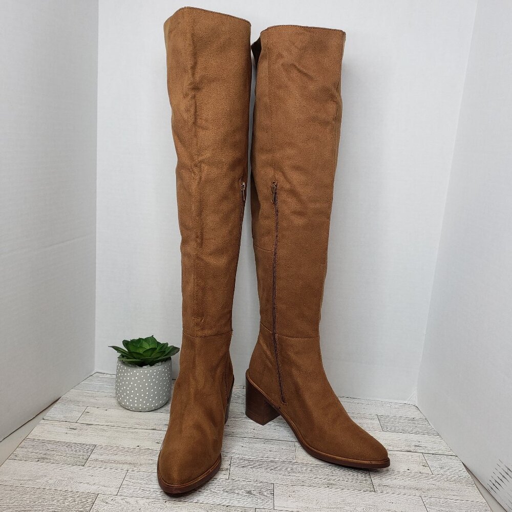 SEYCHELLE Paradise City Over the Knee Boots Cognac Brown size 7.5